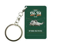 Thumbnail for Sikorsky SH-3H Sea King design on dark green designed key chain, double-side print