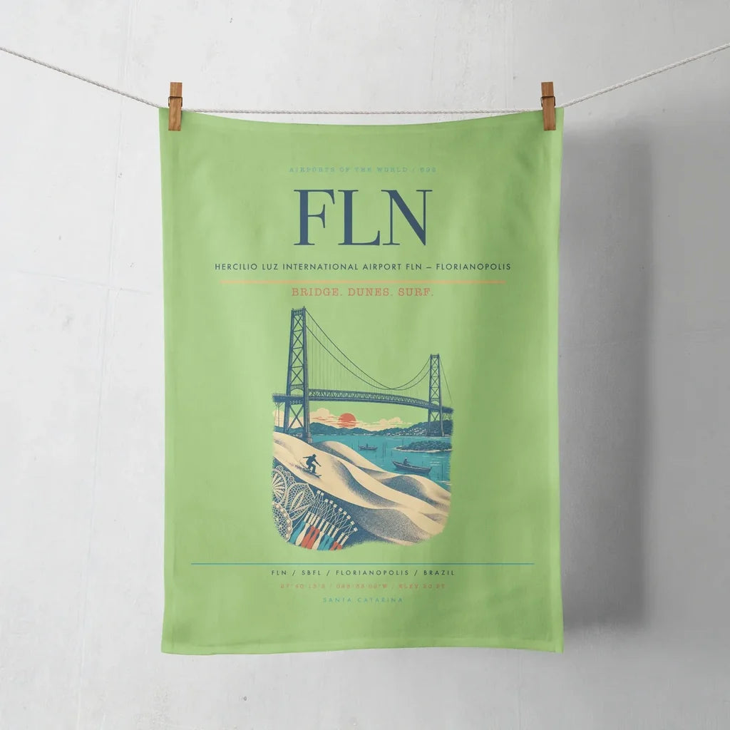 Hercilio Luz International Airport (FLN) design on light green towel