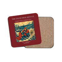 Thumbnail for The Snowshoe Rescue - Designed Coasters design on dark red 1-piece