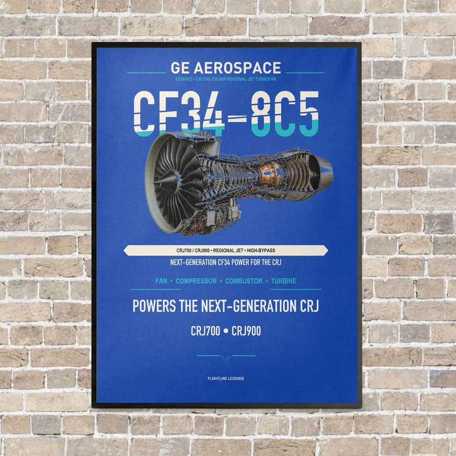 CF34-8C5 vertical canvas print - framed - blue background