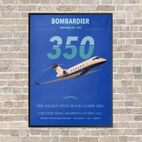 Thumbnail for Bombardier Challenger 350 vertical canvas print - framed - blue background