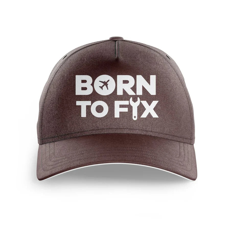 Born To Fix Airplanes printed hat - brown
