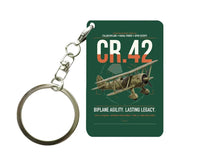 Thumbnail for Fiat CR.42 Falco design on dark green designed key chain, double-side print