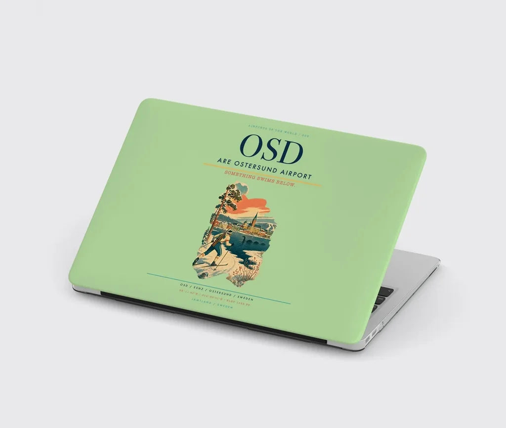 Are Ostersund Airport (OSD) design on light green MacBook case