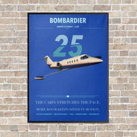 Thumbnail for Bombardier Learjet 25 vertical canvas print - framed - blue background