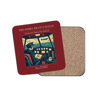 Thumbnail for The Ferry Pilot's Ocean - Designed Coasters design on dark red 1-piece
