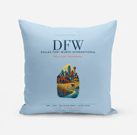 Thumbnail for Dallas Fort Worth International Airport (DFW) design on light blue pillow