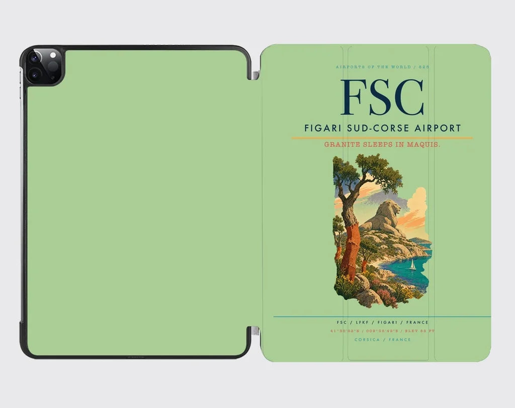 Figari Sud-Corse Airport (FSC) design on light green ipad tablet case