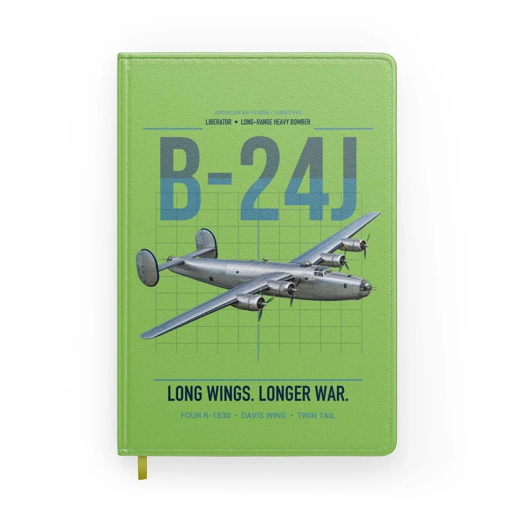 B-24J Liberator design on light green notebook