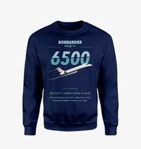 Thumbnail for Bombardier Global 6500 design on navy blue sweatshirt