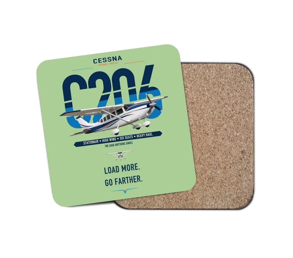 Cessna 206 Stationair design on light green 1 piece coaster