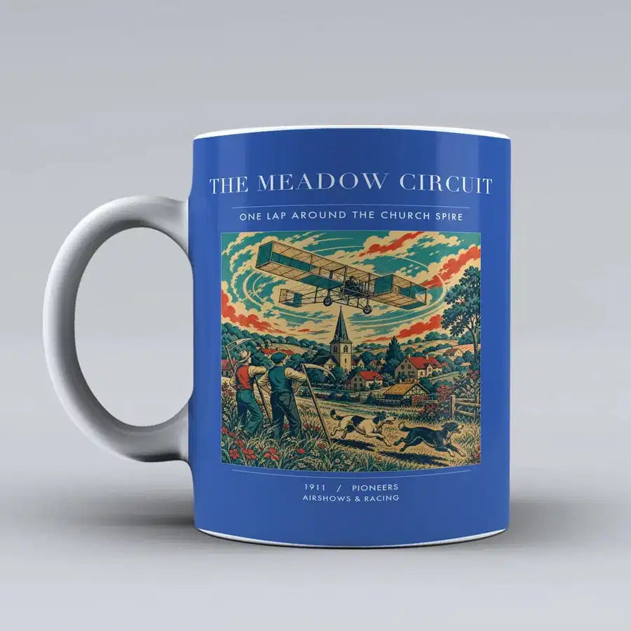 VINTAGE G4325 - The Meadow Circuit - Ceramic Mug design on blue