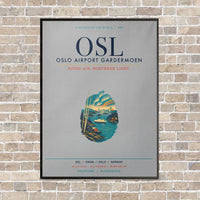 Thumbnail for Oslo Airport Gardermoen OSL vertical canvas print - framed - light gray background