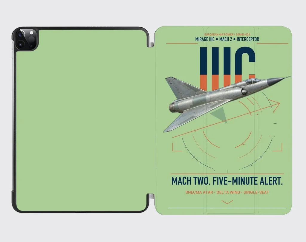 Dassault Mirage IIIC design on light green ipad tablet case