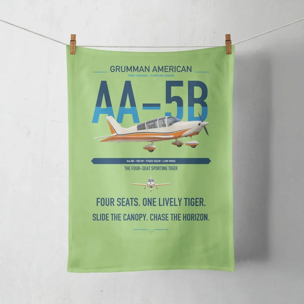 Grumman American AA-5B Tiger design on light green towel