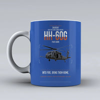 Thumbnail for Sikorsky HH-60G Pave Hawk design on blue ceramic mug, double-side print