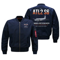 Thumbnail for Atlantique 2 Standard 6 design on blue bomber jacket, double-side print