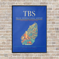 Thumbnail for Tbilisi International Airport TBS vertical canvas print - framed - blue background