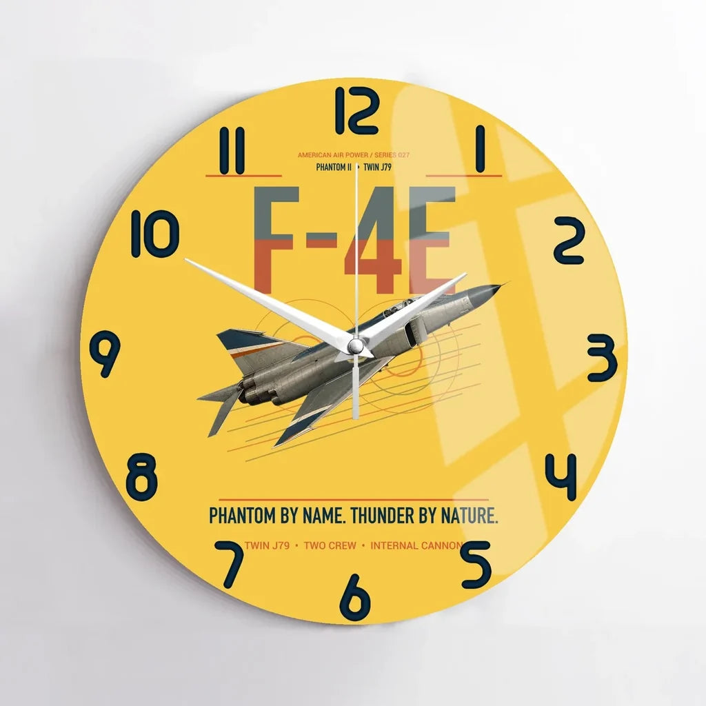 F-4E Phantom II design on yellow no frame wall clock