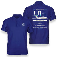 Thumbnail for Cessna Citation CJ1+ design on blue double-side polo t-shirt, double-side print
