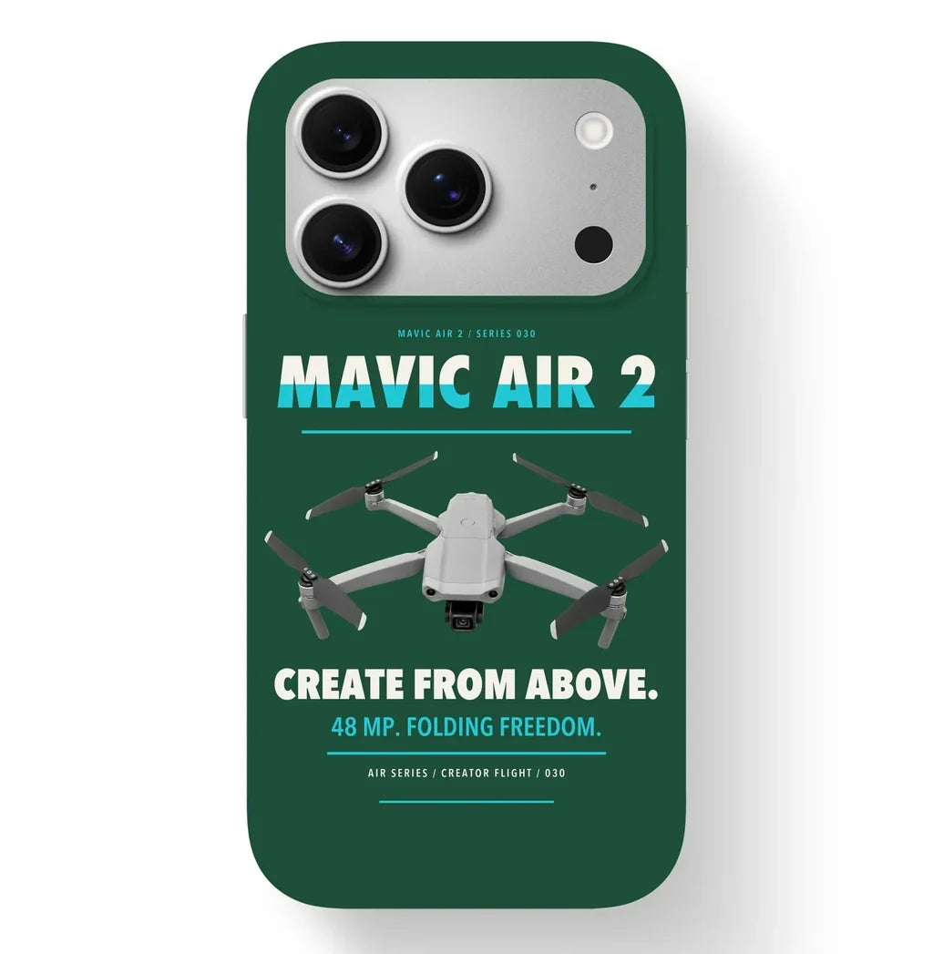 DJI Mavic Air 2 Case design on dark green iphone case