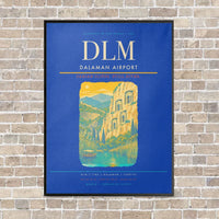 Thumbnail for Dalaman Airport DLM vertical canvas print - framed - blue background