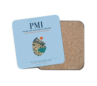 Thumbnail for Palma de Mallorca Airport (PMI) design on light blue 1 piece coaster