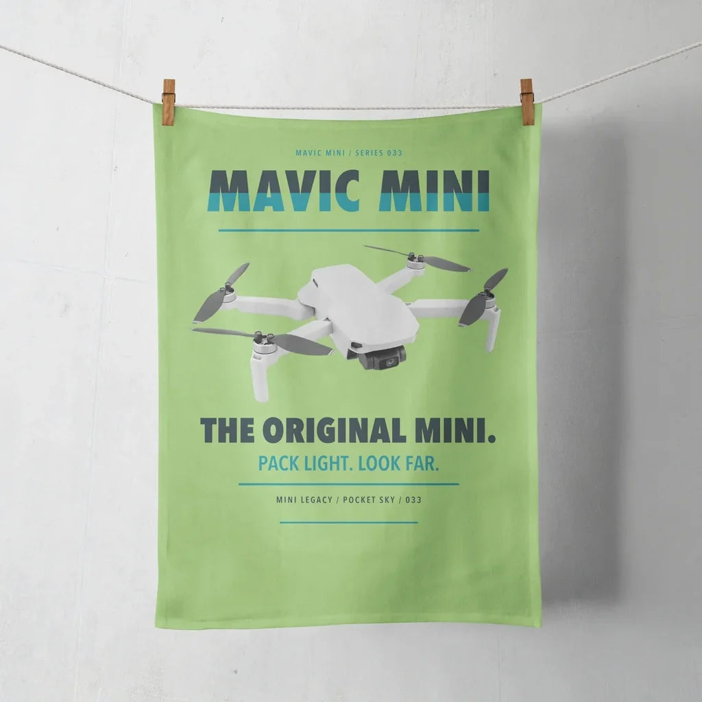 DJI Mavic Mini design on light green towel