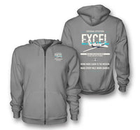 Thumbnail for Cessna Citation Excel design on gray premium zipped hoodie, double-side print