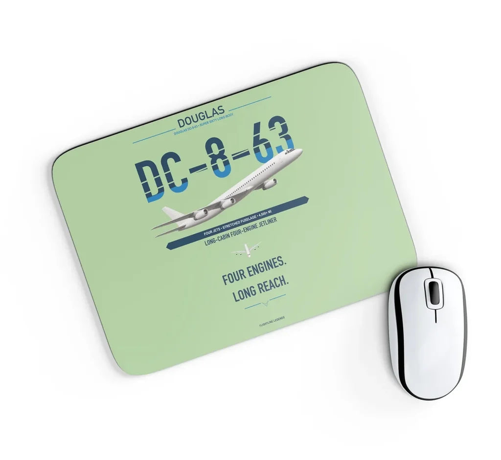 Douglas DC-8-63 design on light green rectangle mouse pad