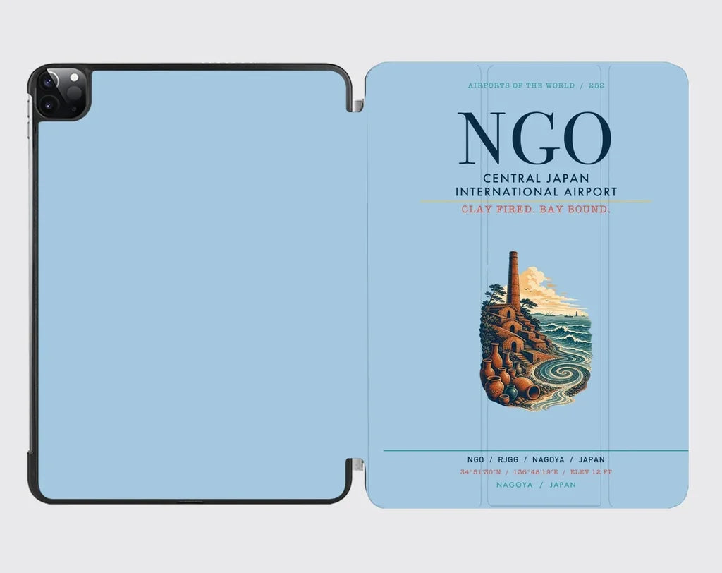 Central Japan International Airport (NGO) design on light blue ipad tablet case