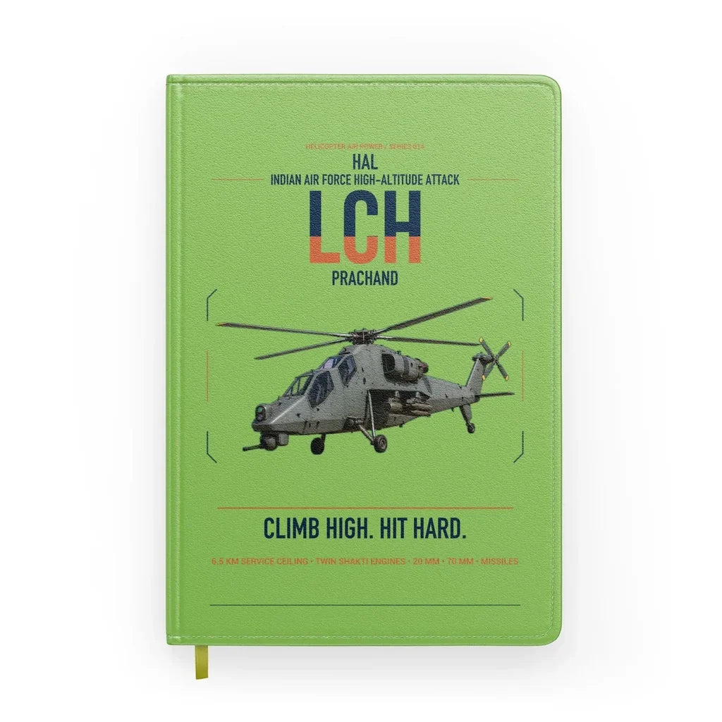 HAL LCH Prachand design on light green notebook