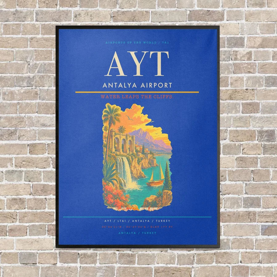 Antalya Airport AYT - Canvas Framed - Blue