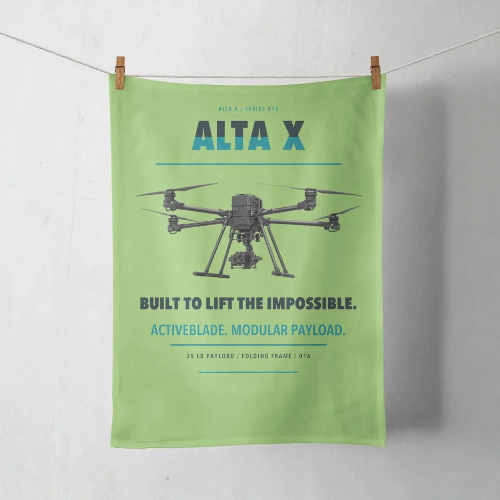 Freefly Alta X design on light green towel