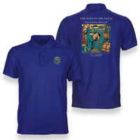 Thumbnail for VINTAGE G4235 - The Pony In The Hold - Double-Side Polo T-Shirt design on blue