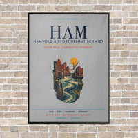Thumbnail for Hamburg Airport Helmut Schmidt HAM vertical canvas print - framed - light gray background