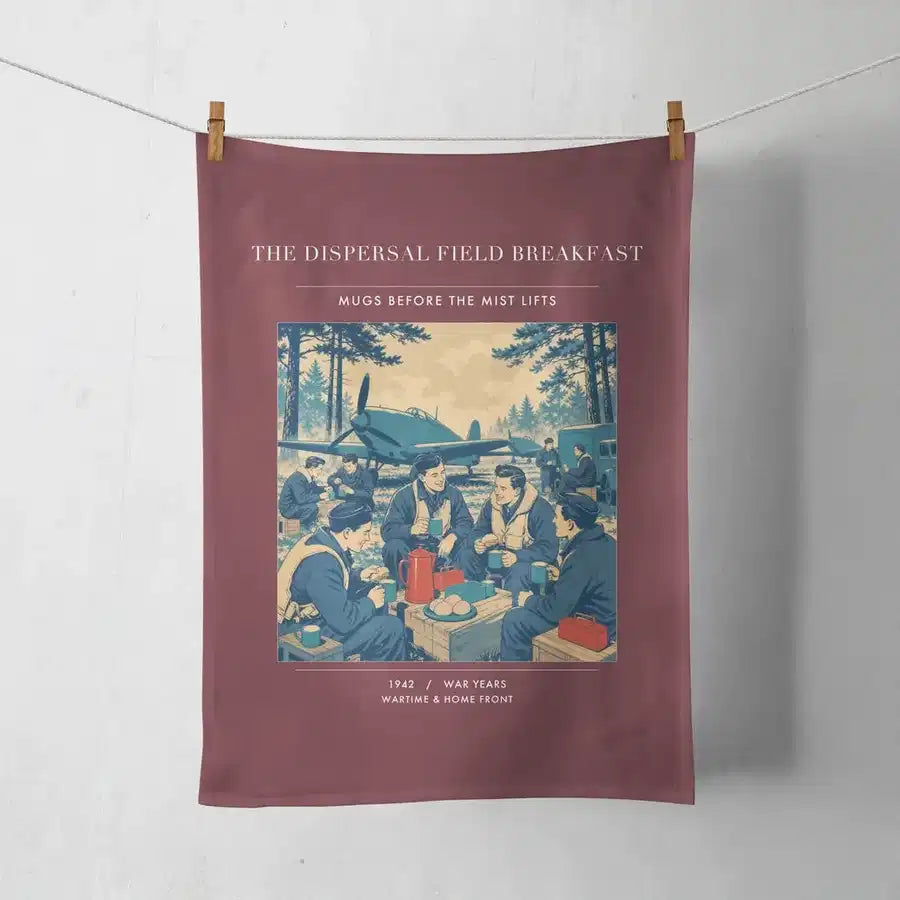 VINTAGE G4511 - The Dispersal Field Breakfast - Designed Towels design on darkred