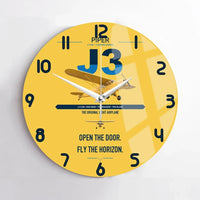 Thumbnail for Piper J-3 Cub design on yellow no frame wall clock