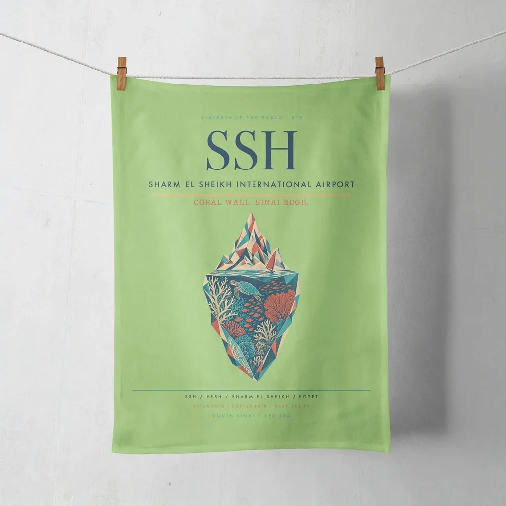 Sharm El Sheikh International Airport (SSH) design on light green towel