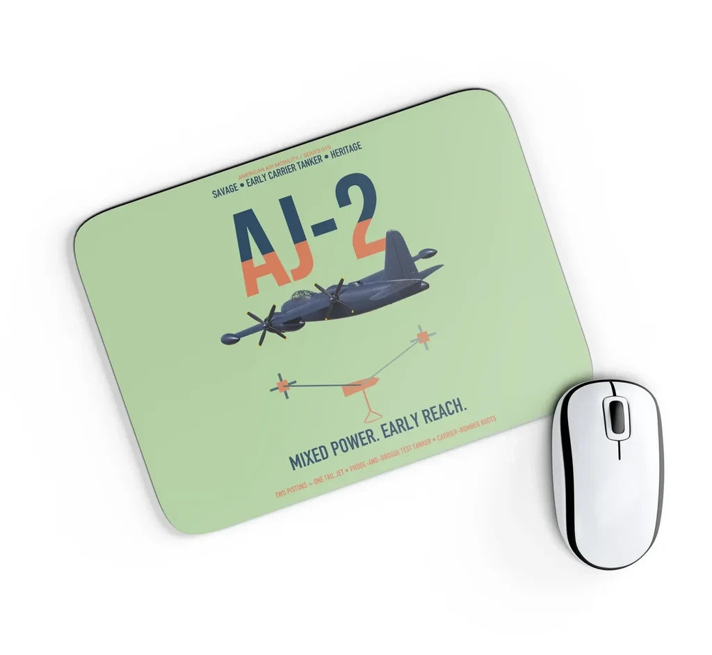 AJ-2 Savage Tanker design on light green rectangle mouse pad