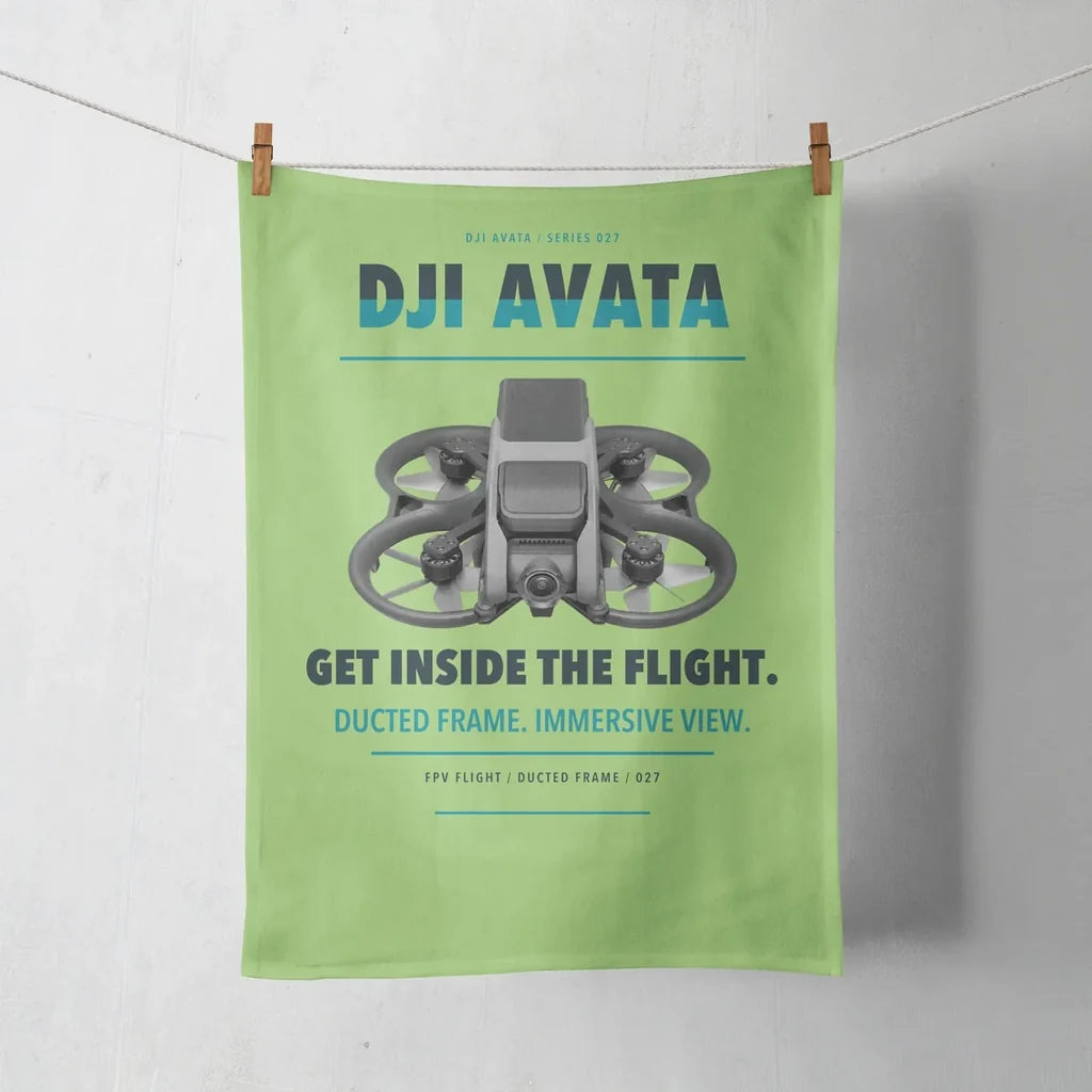DJI Avata design on light green towel