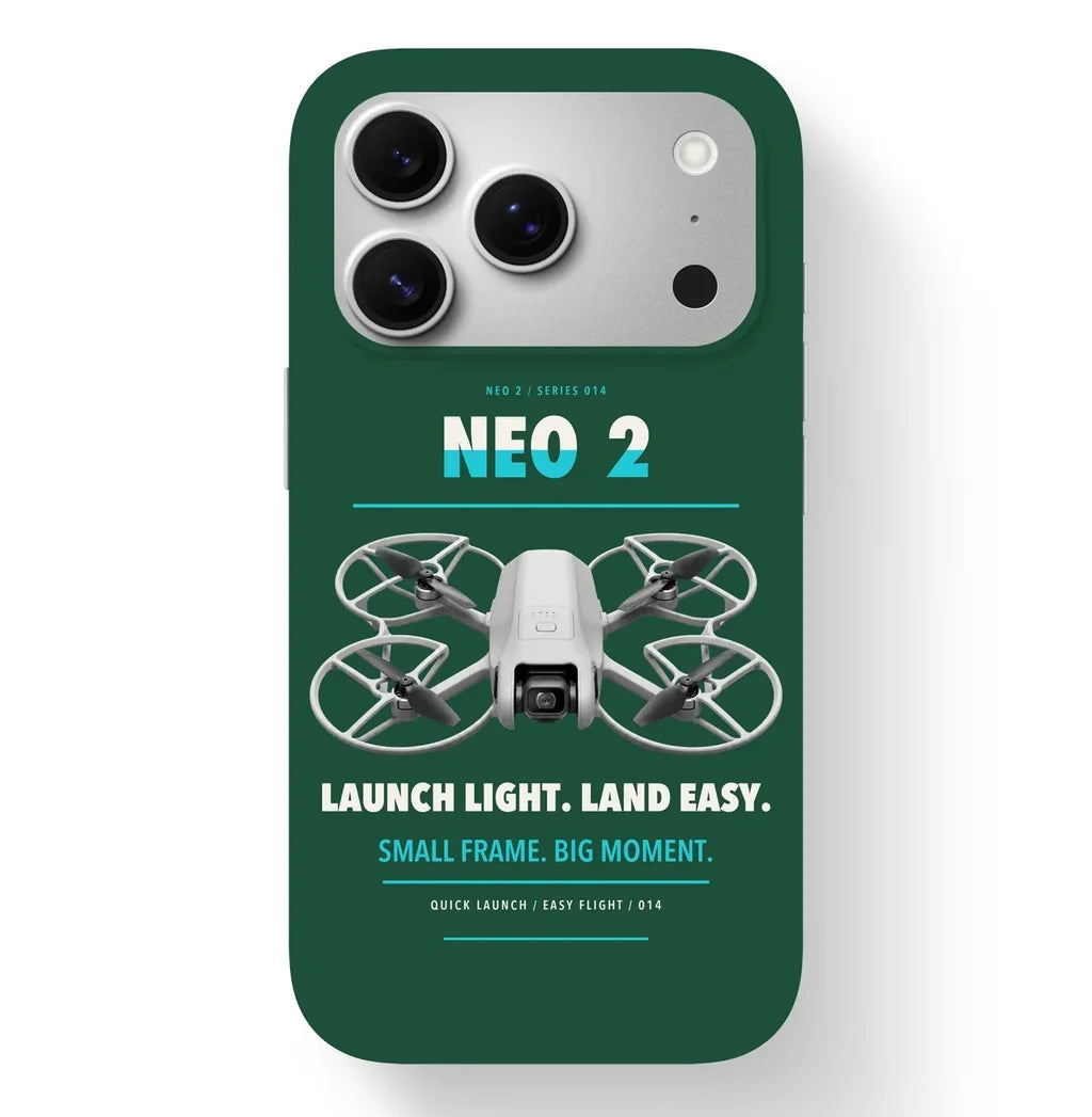 DJI Neo 2 Case design on dark green iphone case