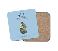Thumbnail for Salalah Airport (SLL) design on light blue 1 piece coaster