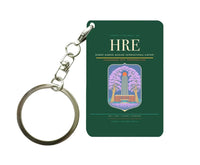 Thumbnail for Robert Gabriel Mugabe International Airport HRE Key Chain design on dark green key chain