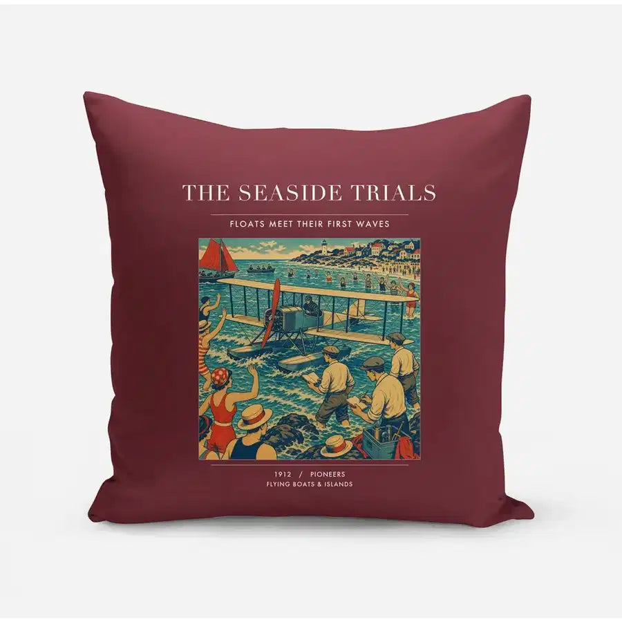 VINTAGE G4328 - The Seaside Trials - Designed Pillows design on darkred