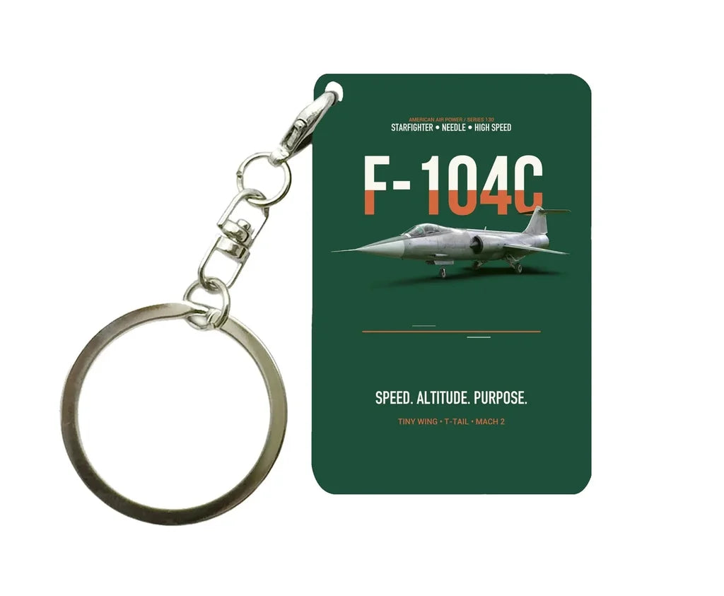 F-104C STARFIGHTER Key Chain design on dark green key chain