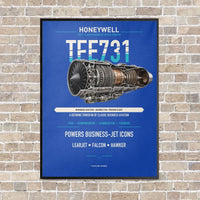 Thumbnail for TFE731 vertical canvas print - framed - blue background