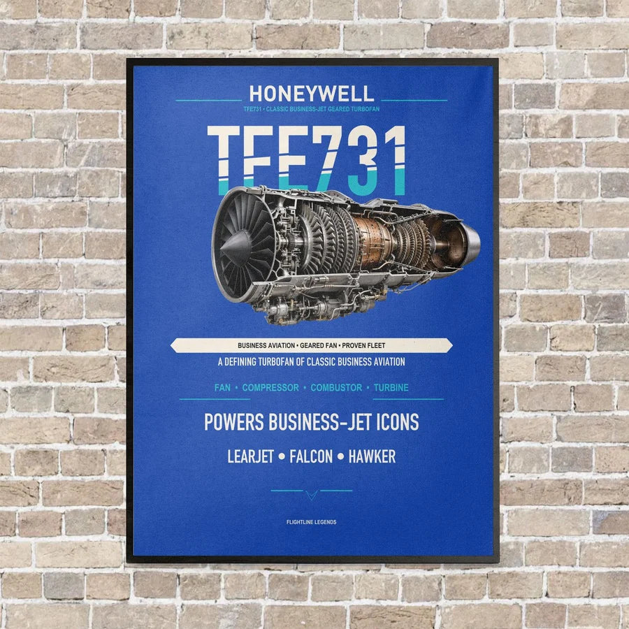 TFE731 vertical canvas print - framed - blue background