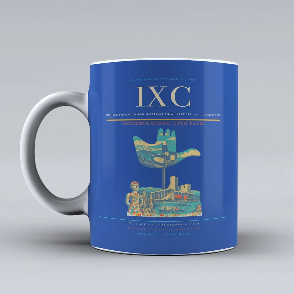 Bhagat Singh International Airport IXC — Chandigarh Mug design on blue shaheed