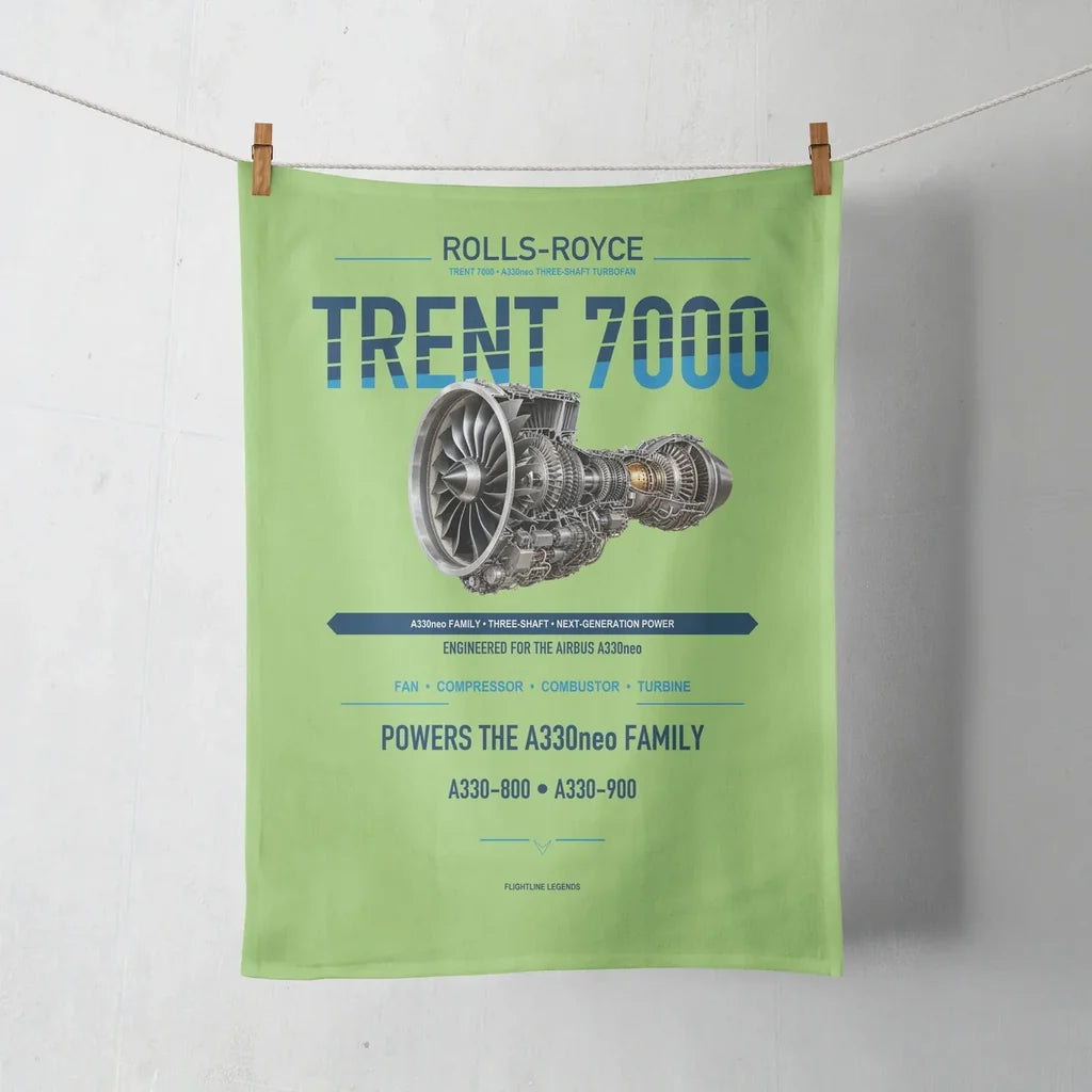 TRENT 7000 design on light green towel